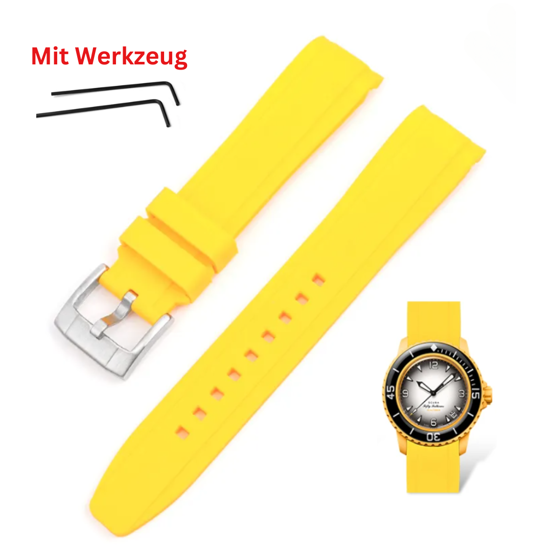gelb Silikon Armband für Blancpain X Swatch (Quick Release)