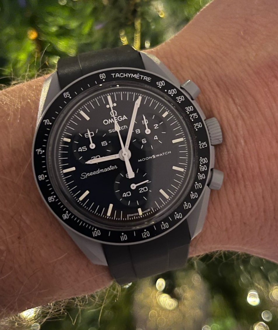 schwarz Silikon Armband für MoonSwatch