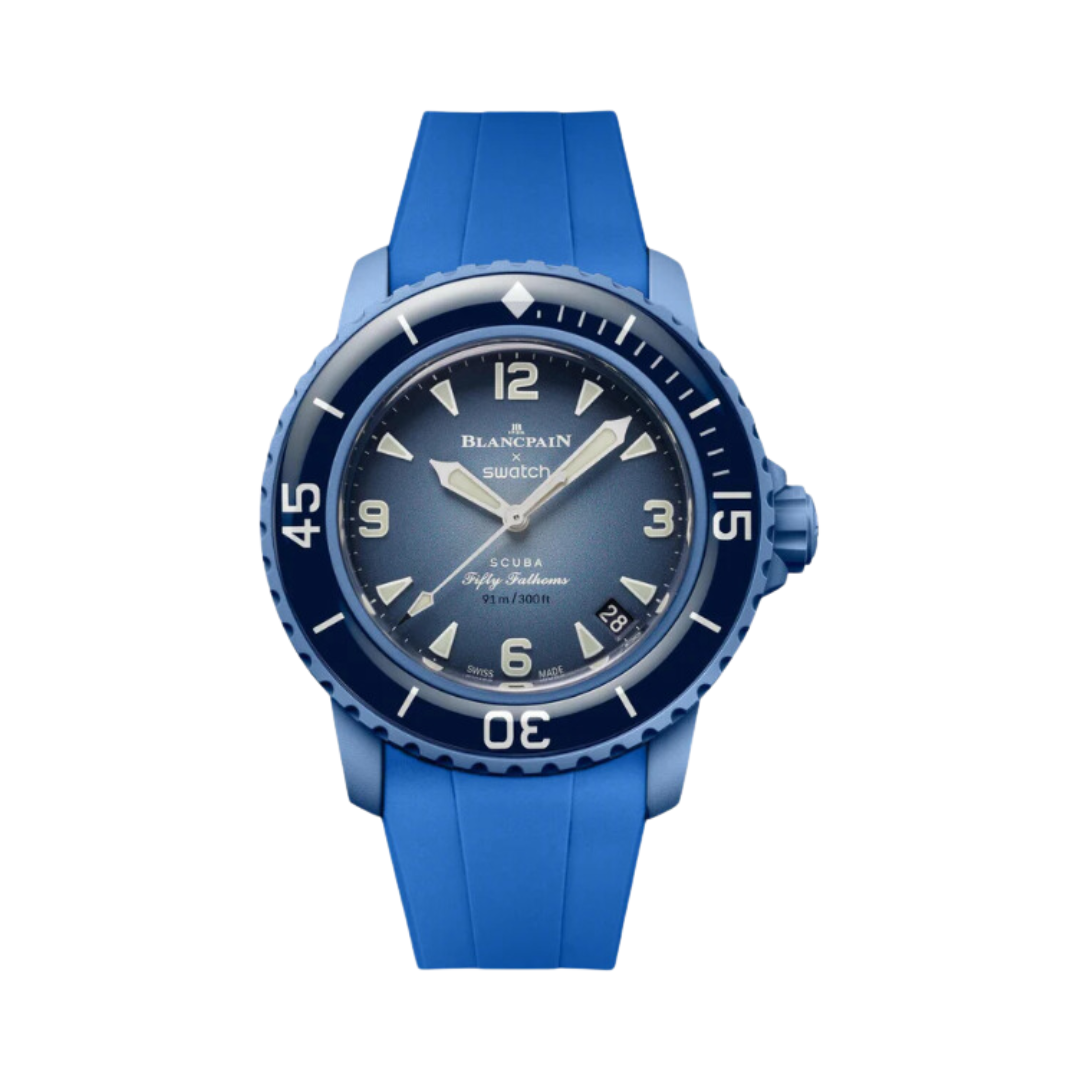 hellblau Silikon Armband für Blancpain X Swatch (Frosted Collection)