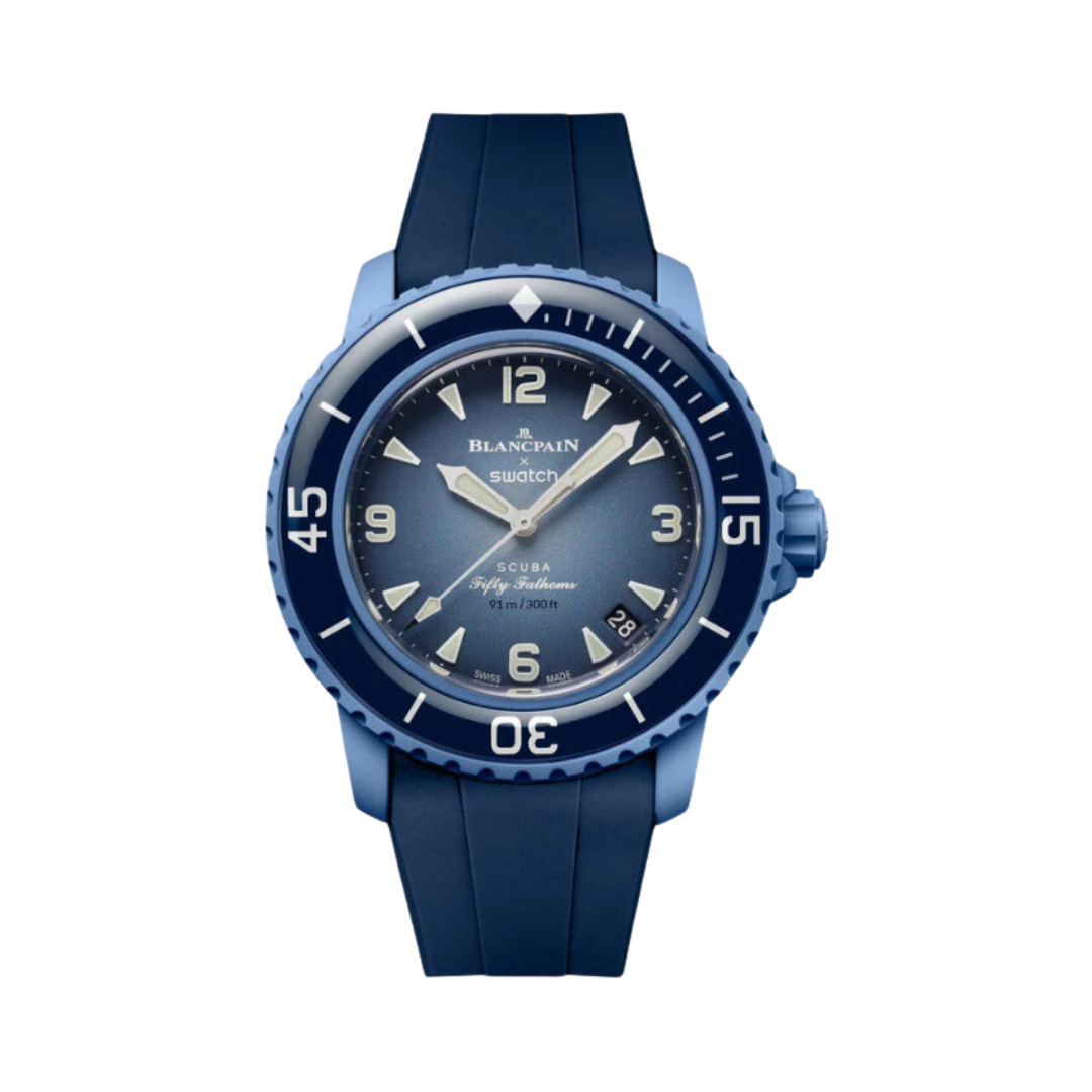 blau Silikon Armband für Blancpain X Swatch (Frosted Collection)
