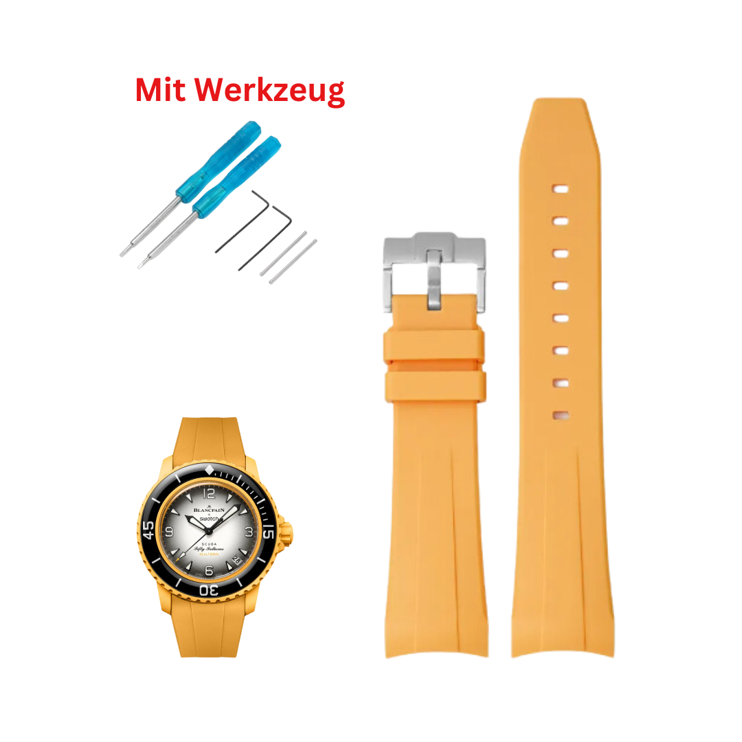 gelb Silikon Armband für Blancpain X Swatch (Frosted Collection)