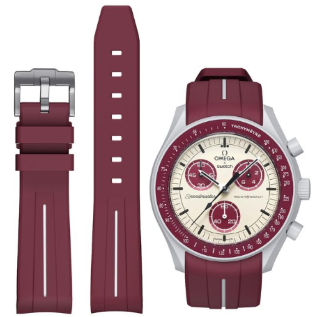 weinrot Silikon Armband für MoonSwatch