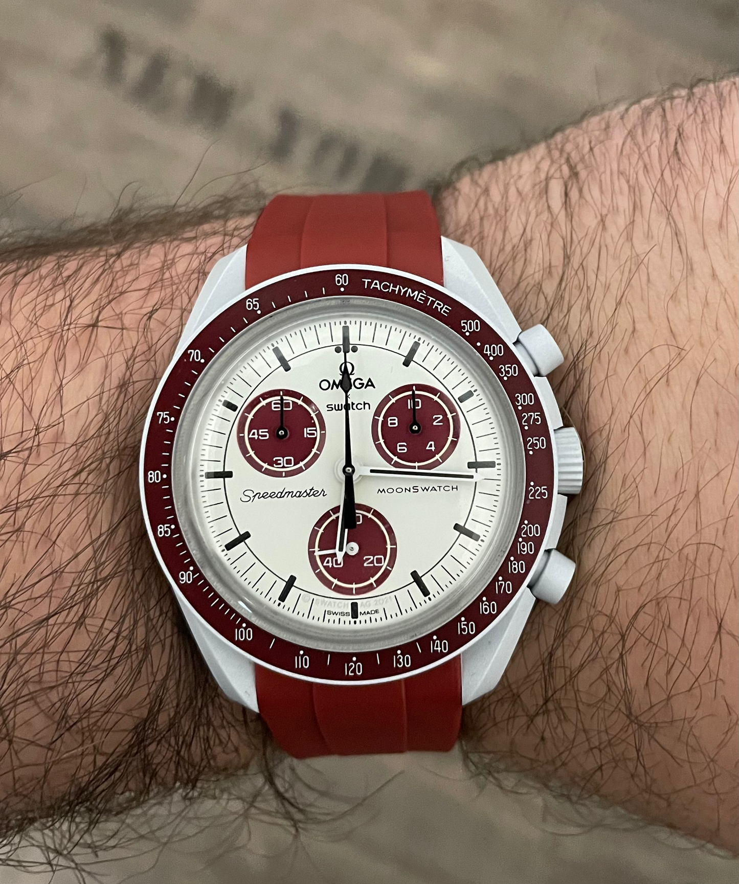 weinrot Silikon Armband für MoonSwatch