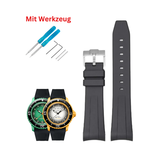 schwarz Silikon Armband für Blancpain X Swatch (Frosted Collection)