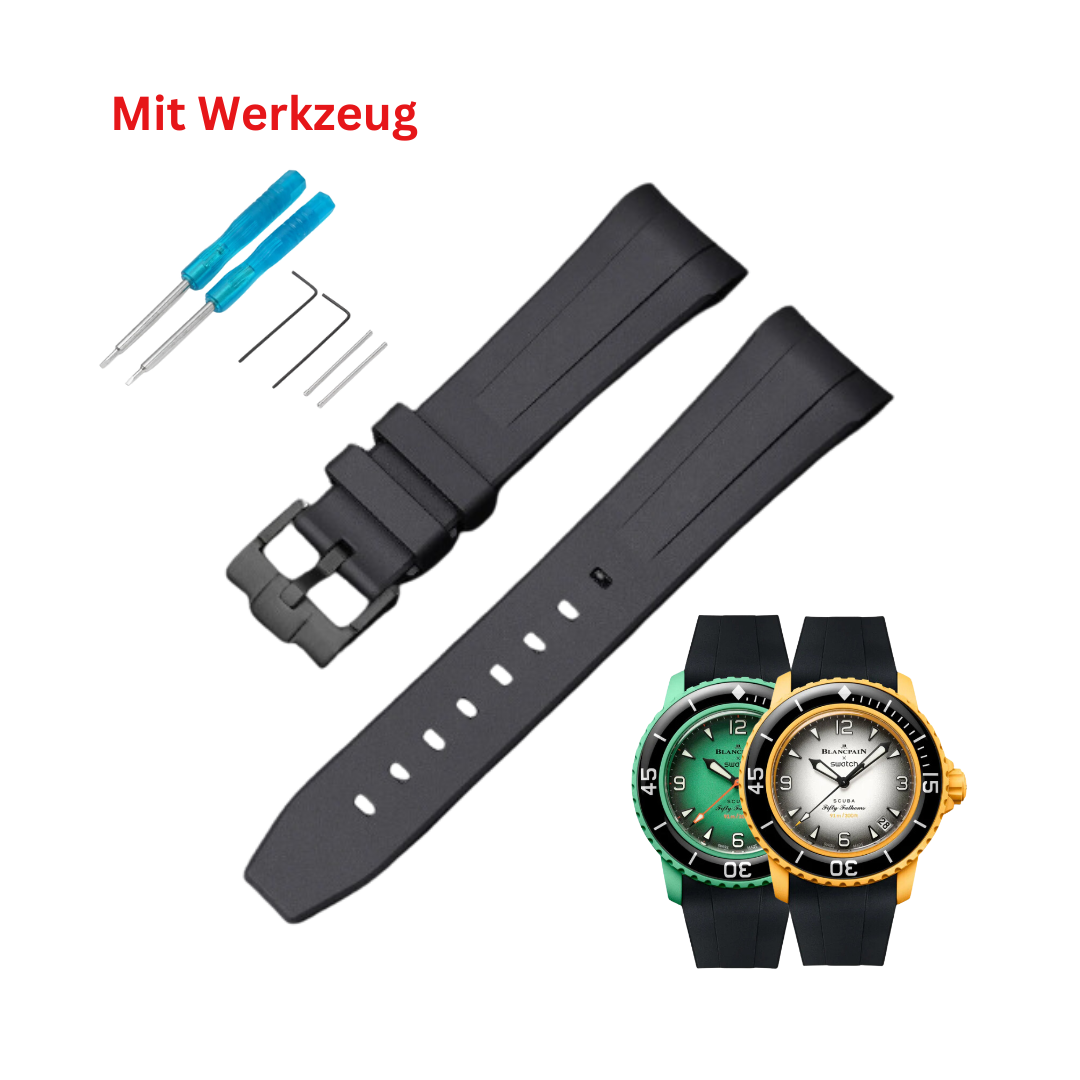 schwarz Silikon Armband für Blancpain X Swatch (Frosted Collection)