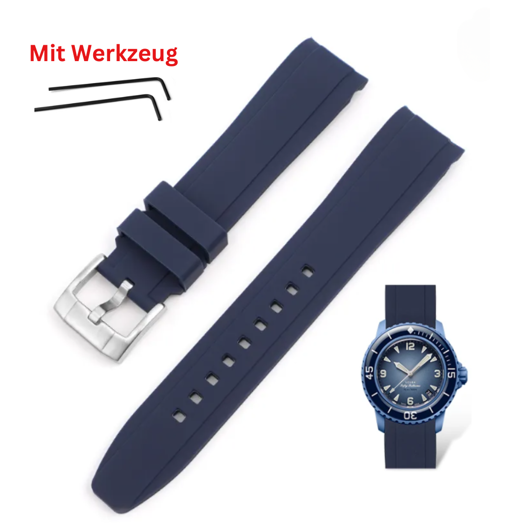 blau Silikon Armband für Blancpain X Swatch (Quick Release)