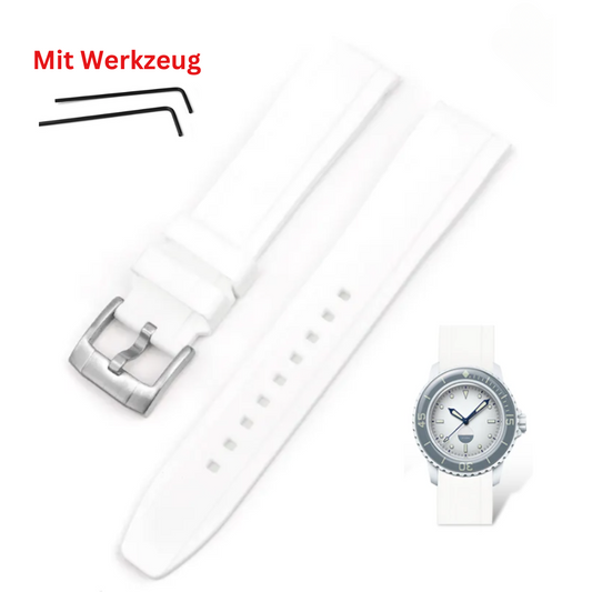 weiß Silikon Armband für Blancpain X Swatch (Quick Release)