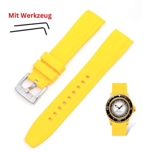 gelb Silikon Armband für Blancpain X Swatch (Quick Release)