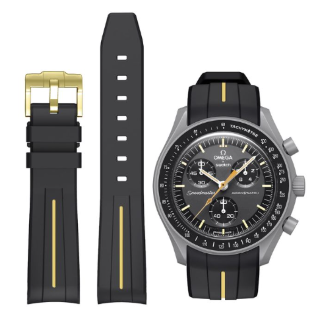 schwarz Silikon Armband für MoonSwatch