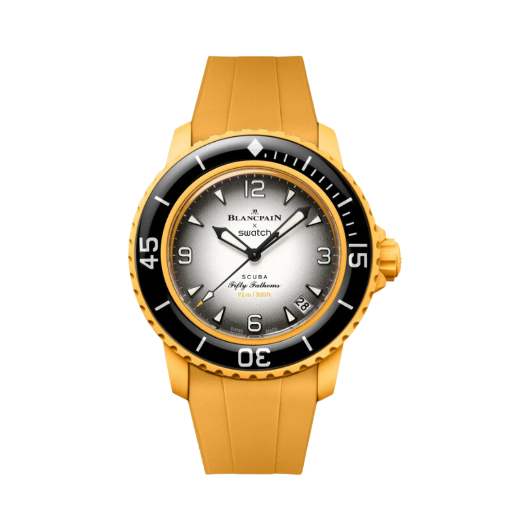 gelb Silikon Armband für Blancpain X Swatch (Frosted Collection)